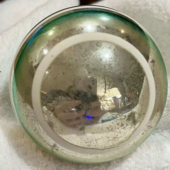 Vintage 1950’s Shiny Brite Mercury Glass & Striped Ornament**3”H**U.S.A.** - Picture 5 of 8
